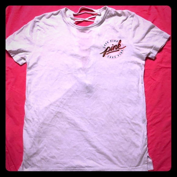PINK Laced Back Campus Tee - Picture 1 of 4